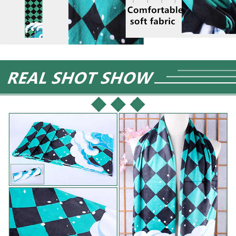 Anime-style Winter Scarf, Tanjiro, Nezuko and Other Characters Theme, Ultra-Soft Fleece Warm Scarf