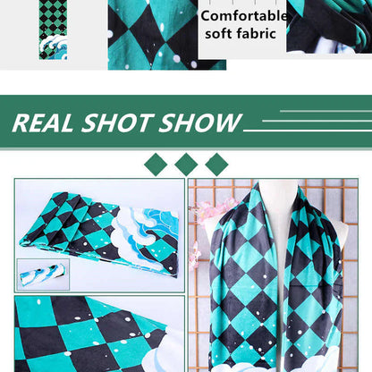Anime-style Winter Scarf, Tanjiro, Nezuko and Other Characters Theme, Ultra-Soft Fleece Warm Scarf