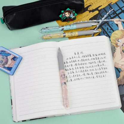 Tanjiro, Nezuko, Zenitsu & Inosuke Anime Stationery Set Gift Bag: Including Gel Pens, Pen Pouch, Notebook and Anime Poster