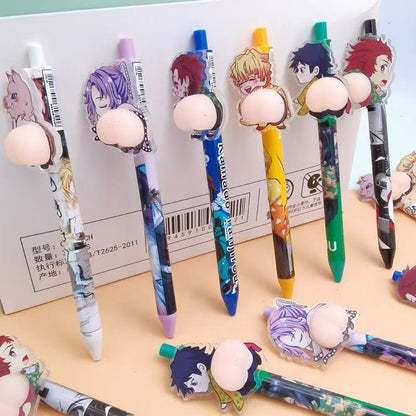 Tanjiro Kamado & More Anime Characters Butt-Squeezing Stress Relief Press Ballpoint Pen