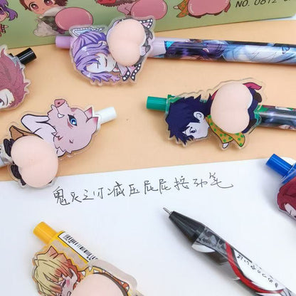 Tanjiro Kamado & More Anime Characters Butt-Squeezing Stress Relief Press Ballpoint Pen