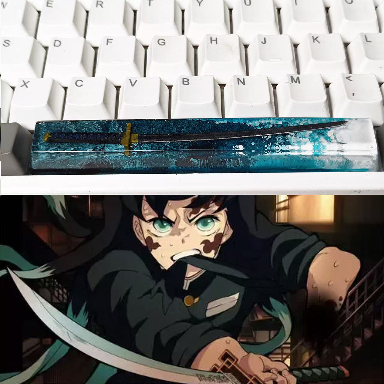 Tanjiro Kamado & More Anime Character Elements - High-Quality Mechanical Keyboard, Resin-Crafted Space Bar Keycap