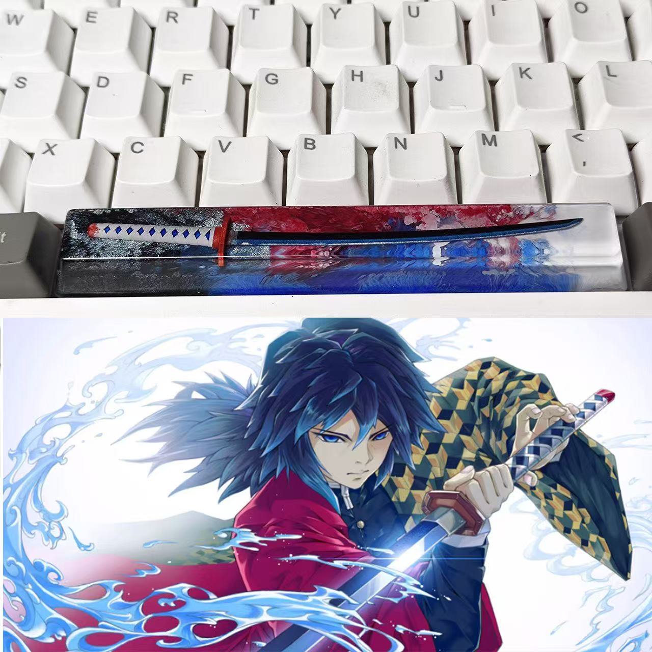 Tanjiro Kamado & More Anime Character Elements - High-Quality Mechanical Keyboard, Resin-Crafted Space Bar Keycap