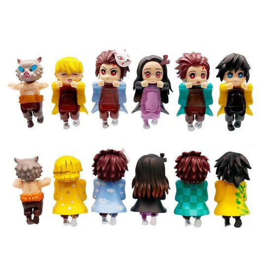 Tanjiro Kamado & Multiple Anime Characters Blind Box Figurines (Prostrate Pose) - Mobile Phone Decoration Dolls