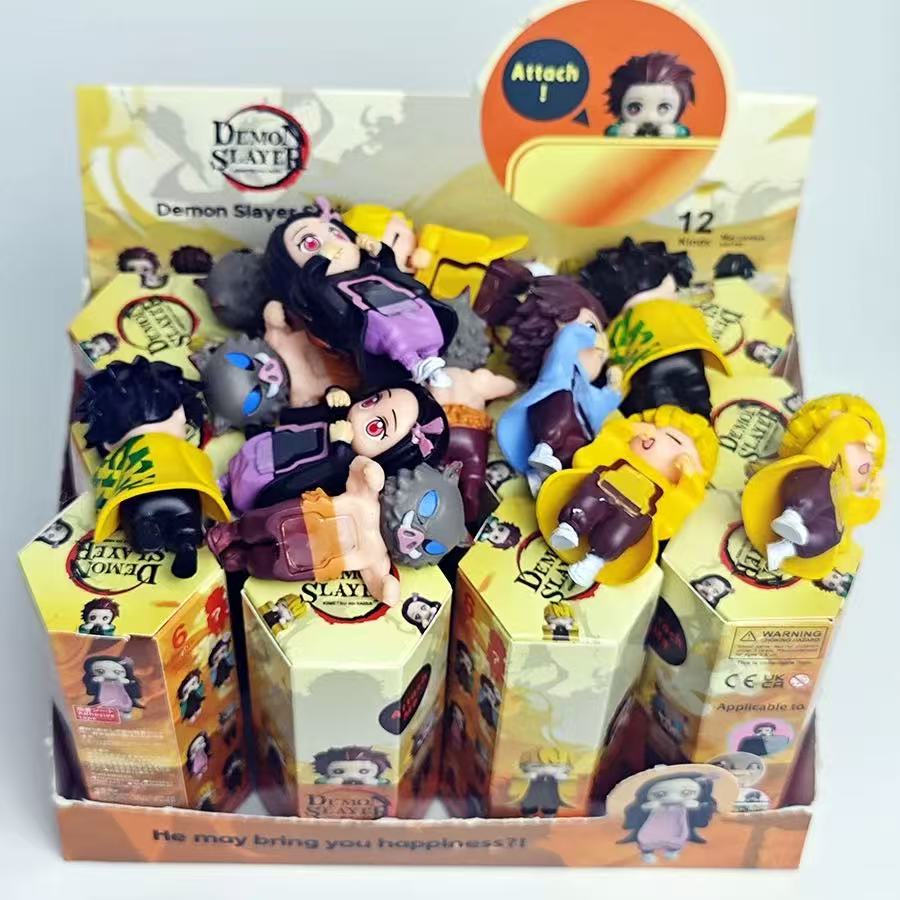 Tanjiro Kamado & Multiple Anime Characters Blind Box Figurines (Prostrate Pose) - Mobile Phone Decoration Dolls