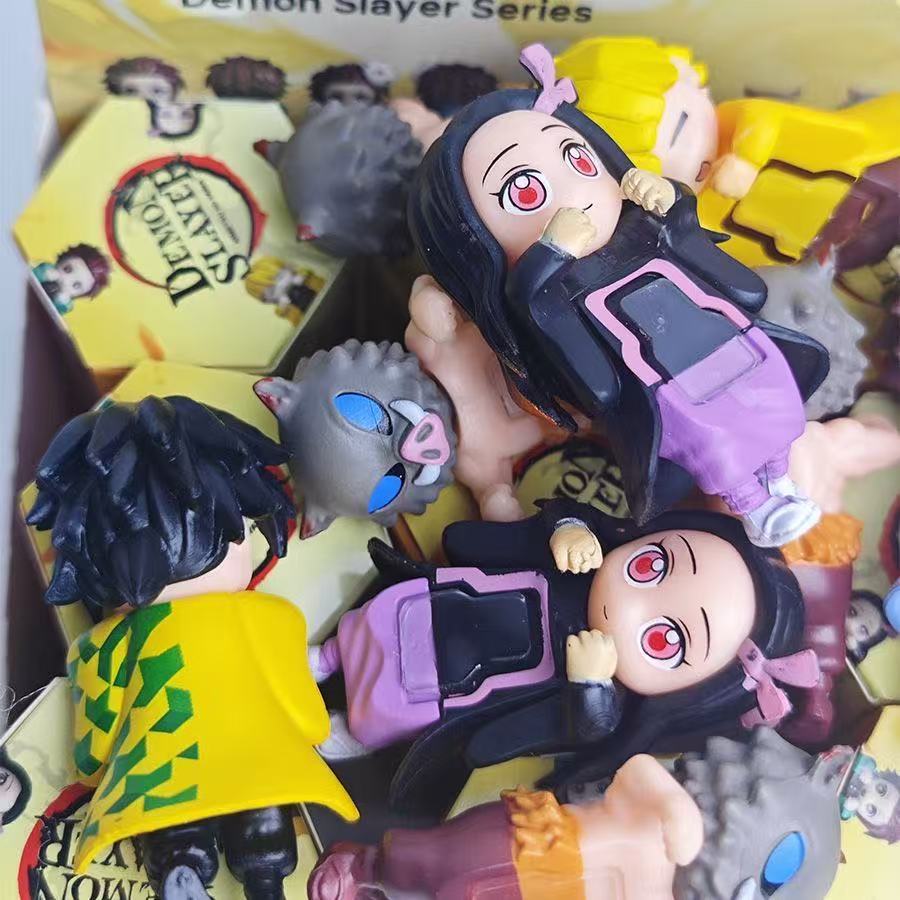 Tanjiro Kamado & Multiple Anime Characters Blind Box Figurines (Prostrate Pose) - Mobile Phone Decoration Dolls