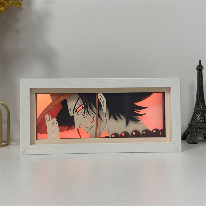 Anime theme RGB paper carving lamp, multi-color mode, remote control dimming