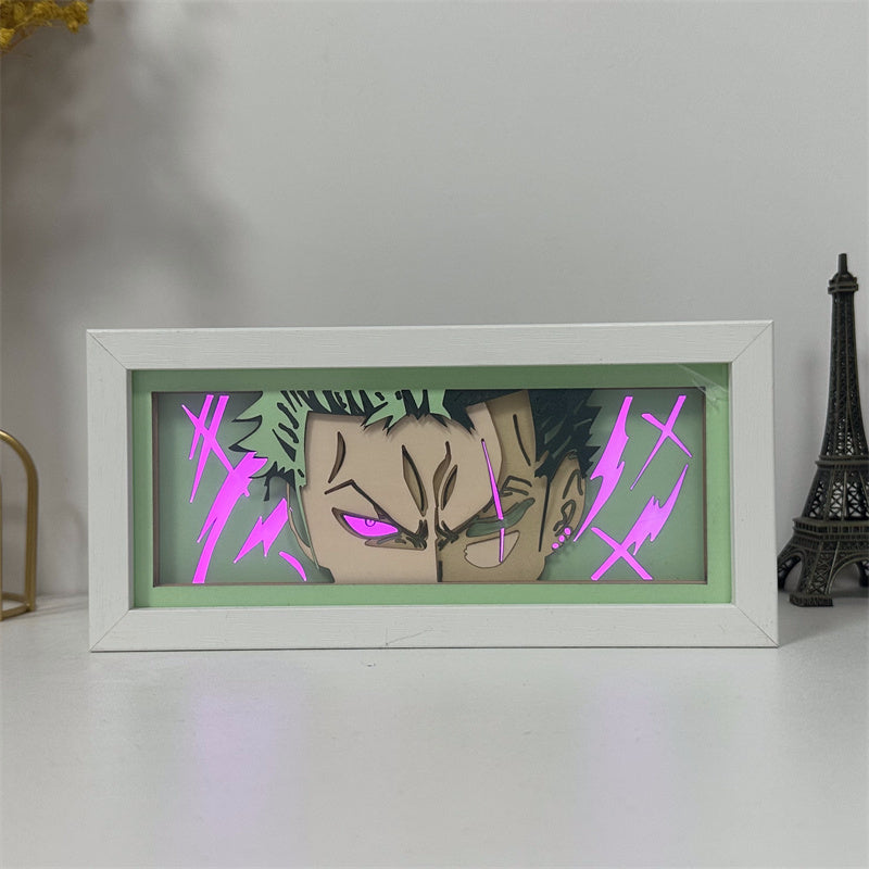 Anime theme RGB paper carving lamp, multi-color mode, remote control dimming