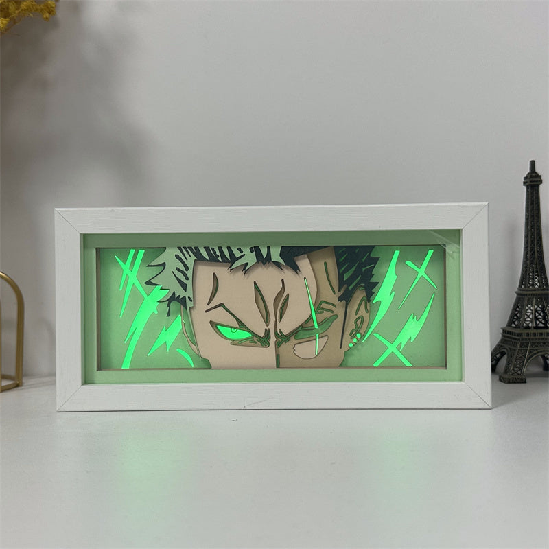 Anime theme RGB paper carving lamp, multi-color mode, remote control dimming