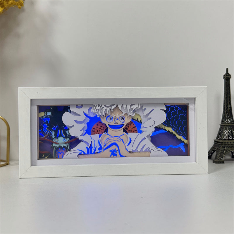 Anime theme RGB paper carving lamp, multi-color mode, remote control dimming