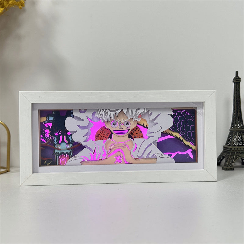 Anime theme RGB paper carving lamp, multi-color mode, remote control dimming