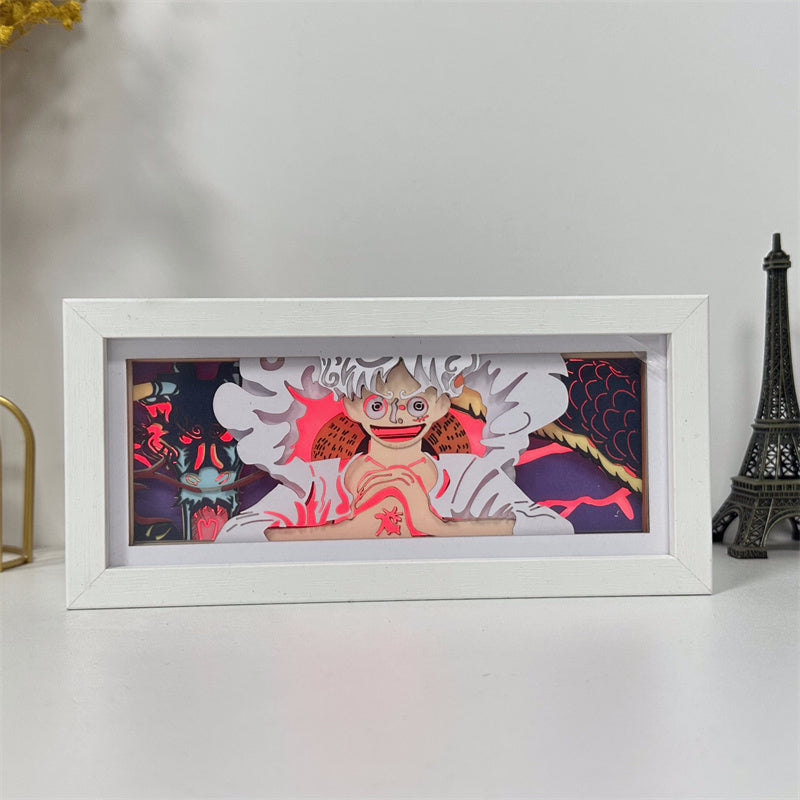 Anime theme RGB paper carving lamp, multi-color mode, remote control dimming