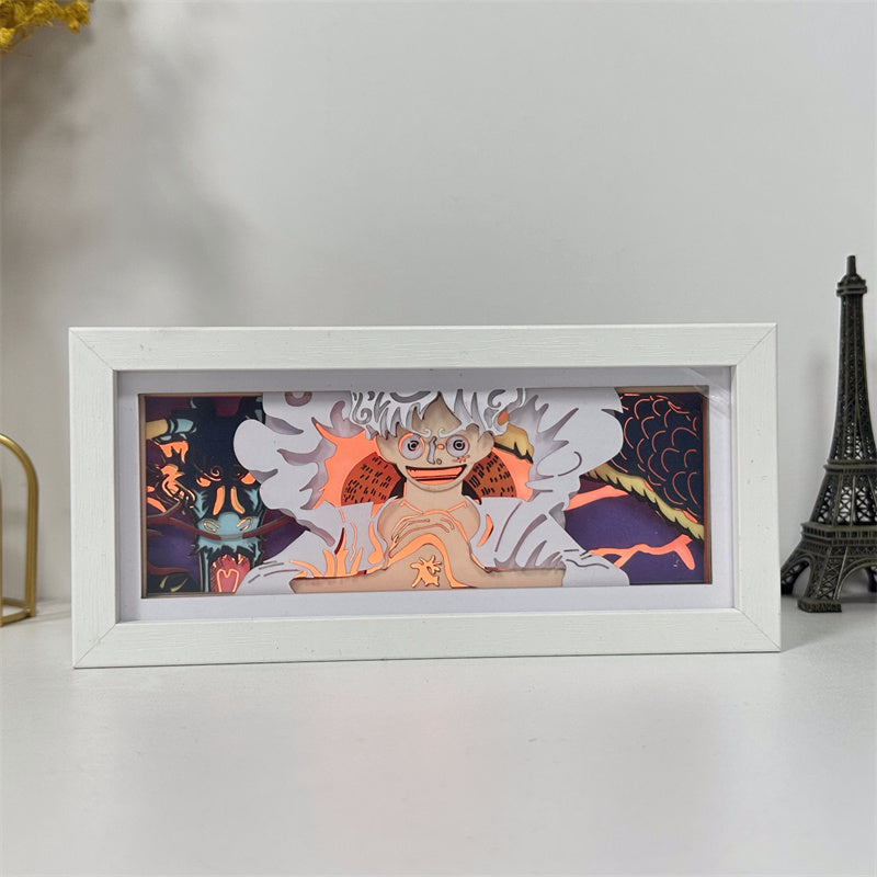Anime theme RGB paper carving lamp, multi-color mode, remote control dimming