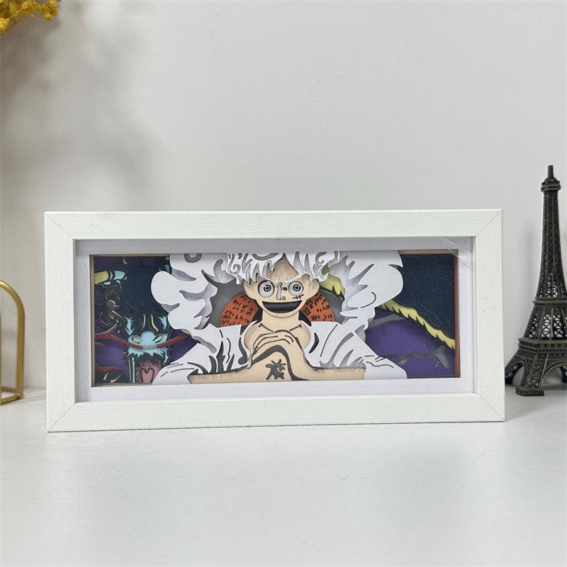 Anime theme RGB paper carving lamp, multi-color mode, remote control dimming