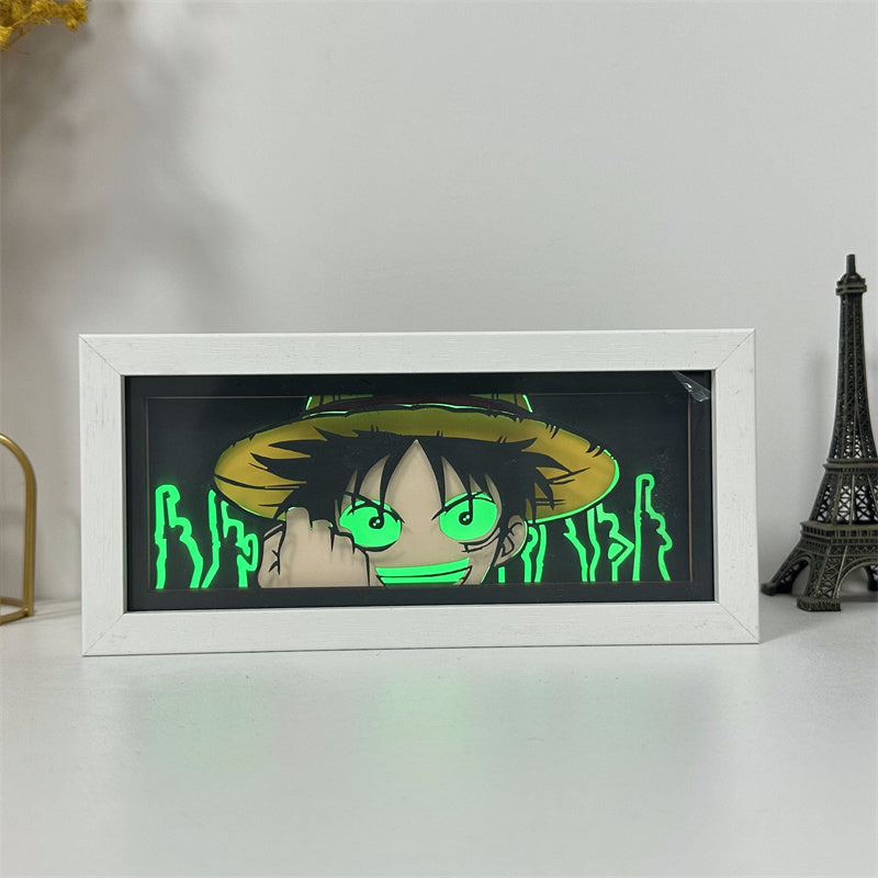 Anime theme RGB paper carving lamp, multi-color mode, remote control dimming