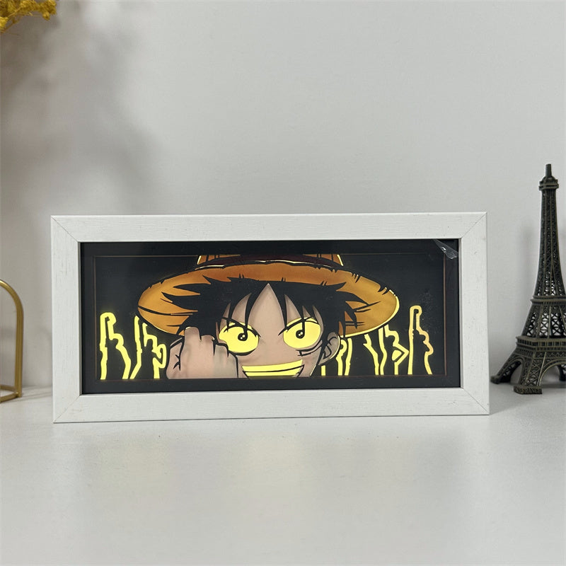 Anime theme RGB paper carving lamp, multi-color mode, remote control dimming