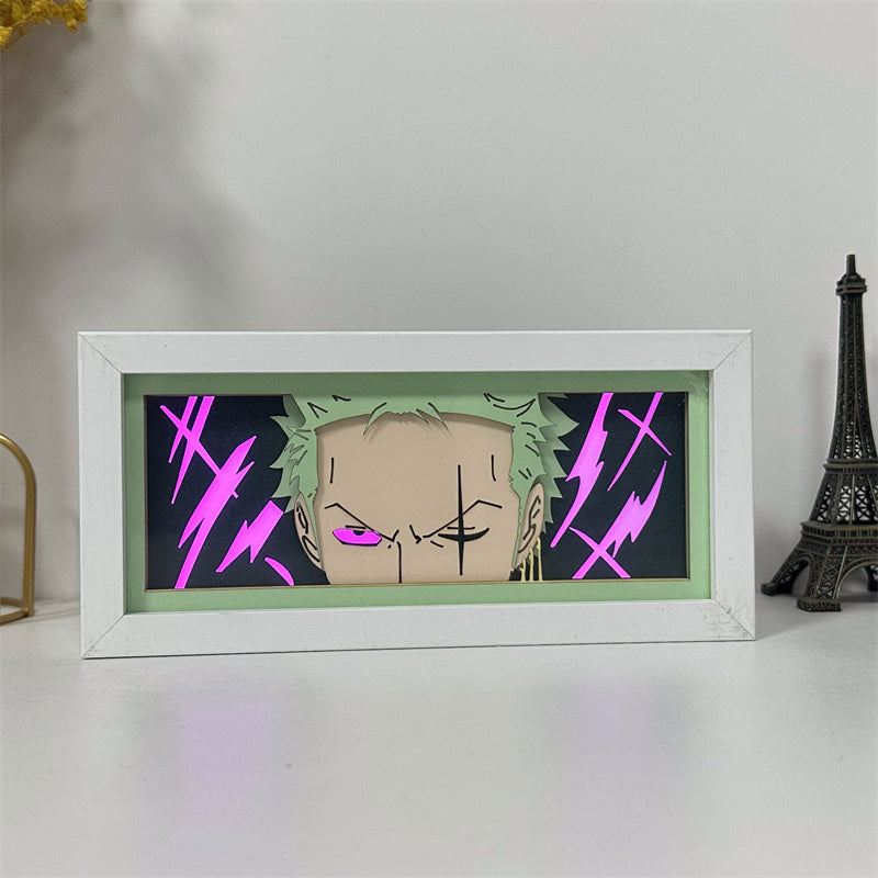 Anime theme RGB paper carving lamp, multi-color mode, remote control dimming