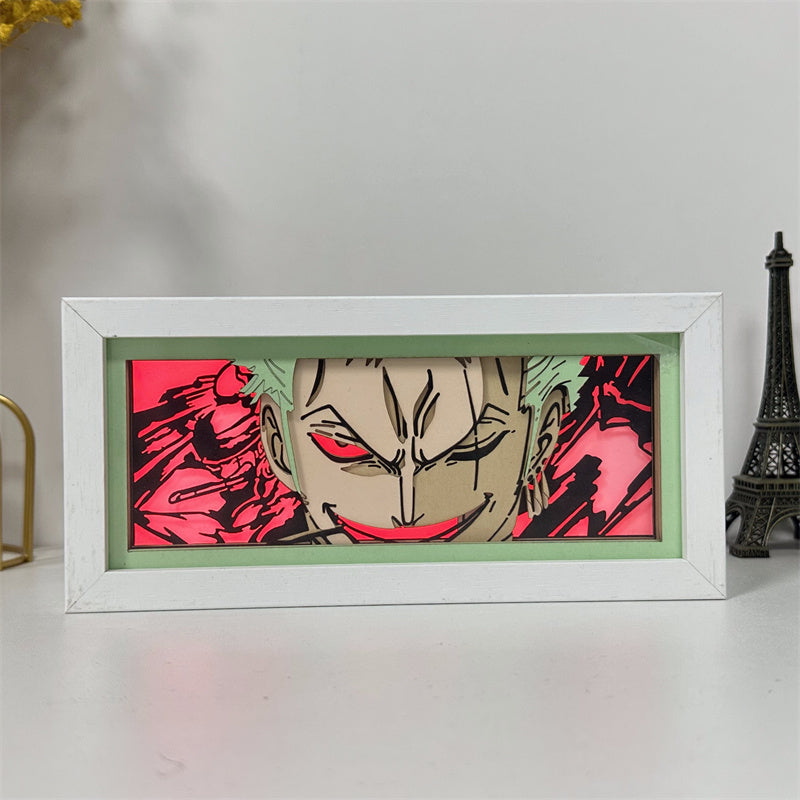 Anime theme RGB paper carving lamp, multi-color mode, remote control dimming