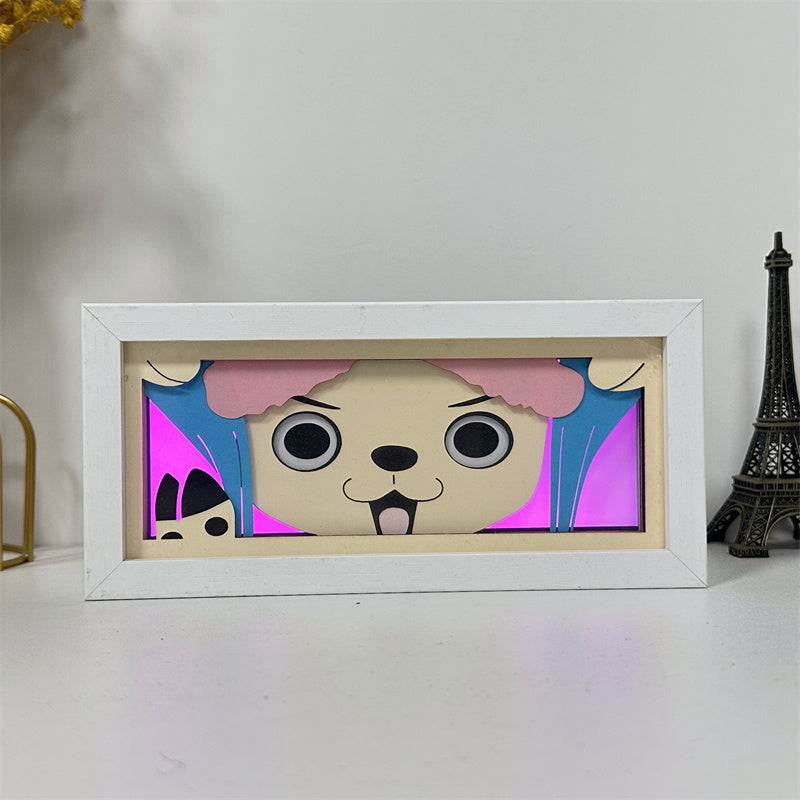 Anime theme RGB paper carving lamp, multi-color mode, remote control dimming