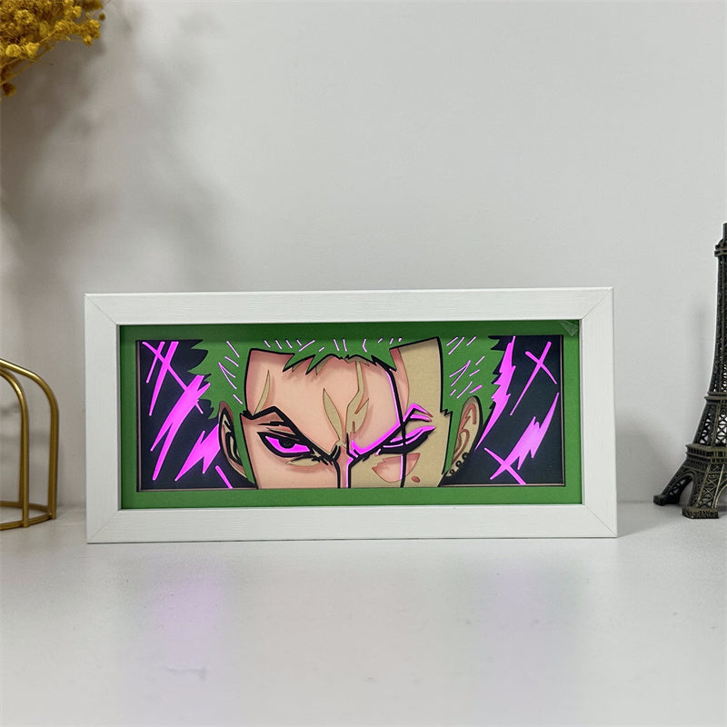 Anime theme RGB paper carving lamp, multi-color mode, remote control dimming