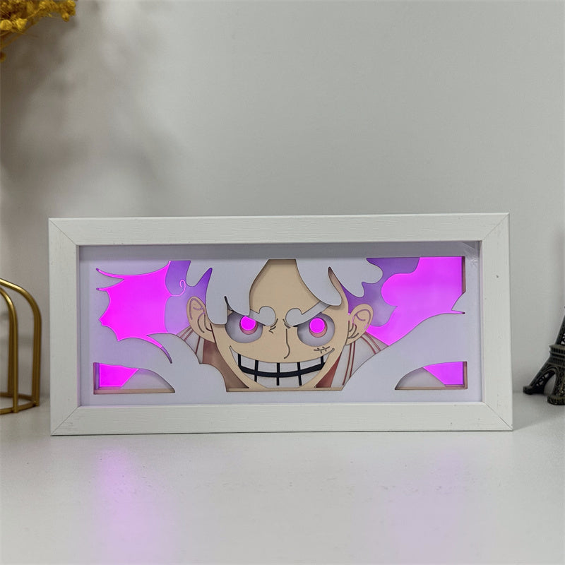 Anime theme RGB paper carving lamp, multi-color mode, remote control dimming