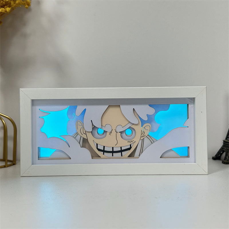 Anime theme RGB paper carving lamp, multi-color mode, remote control dimming