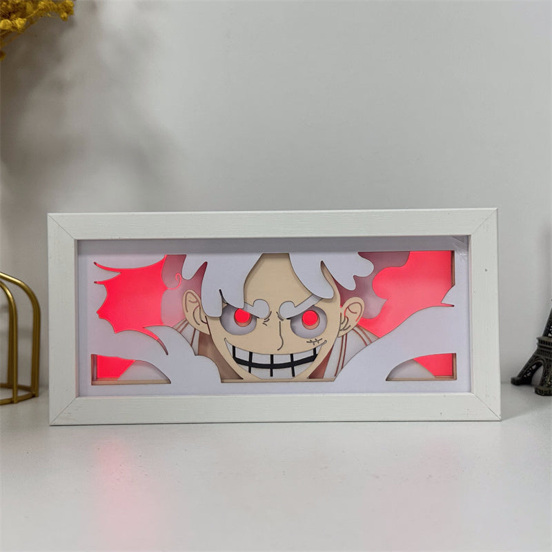 Anime theme RGB paper carving lamp, multi-color mode, remote control dimming