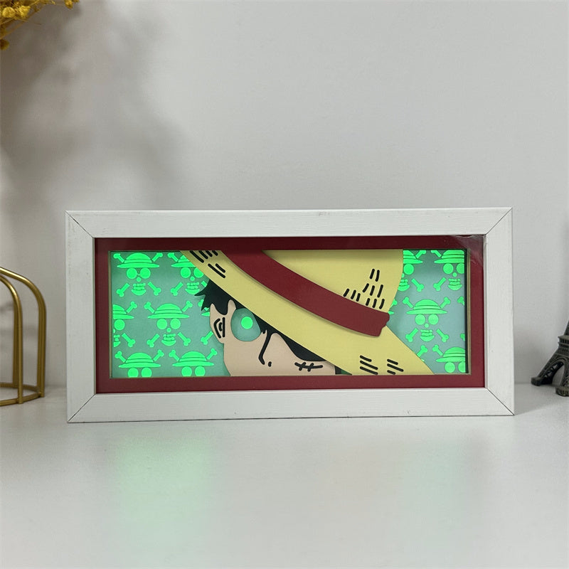 Anime theme RGB paper carving lamp, multi-color mode, remote control dimming