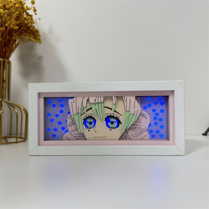 Anime-Themed RGB Paper Carving Lamp, Multi-Color Modes, with Remote & Touch Dimming