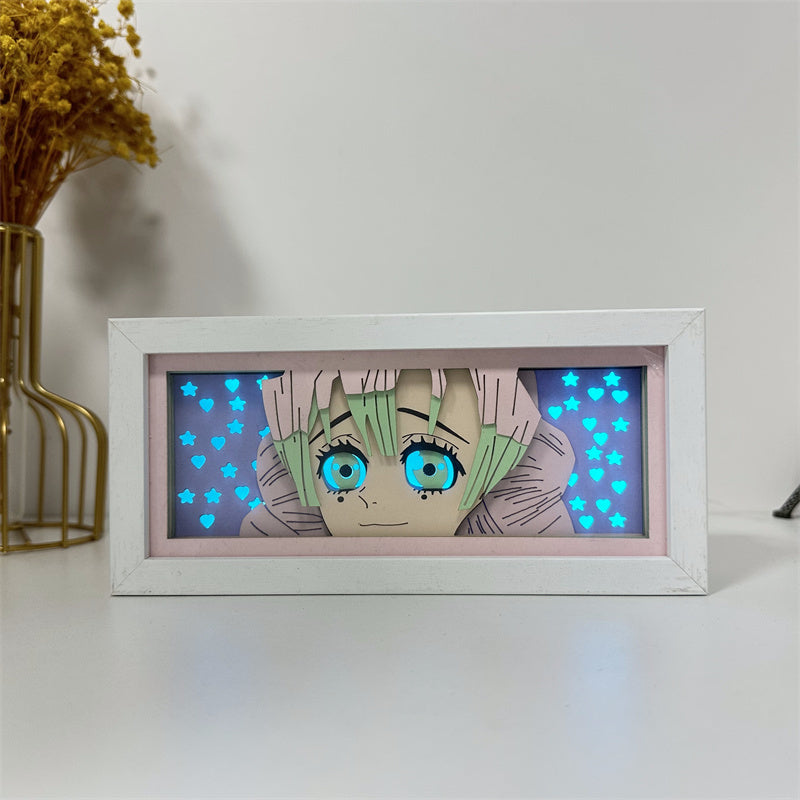 Anime-Themed RGB Paper Carving Lamp, Multi-Color Modes, with Remote & Touch Dimming