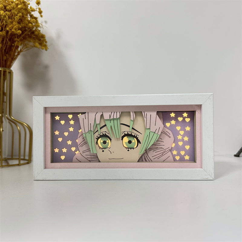 Anime-Themed RGB Paper Carving Lamp, Multi-Color Modes, with Remote & Touch Dimming