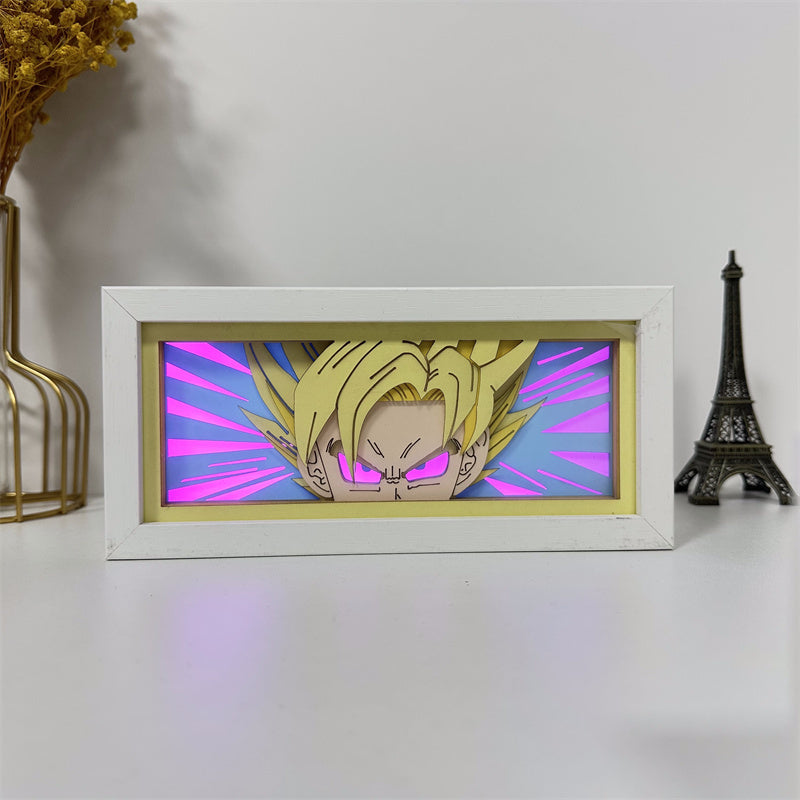 Anime theme RGB paper carving lamp, multi-color mode, remote control dimming