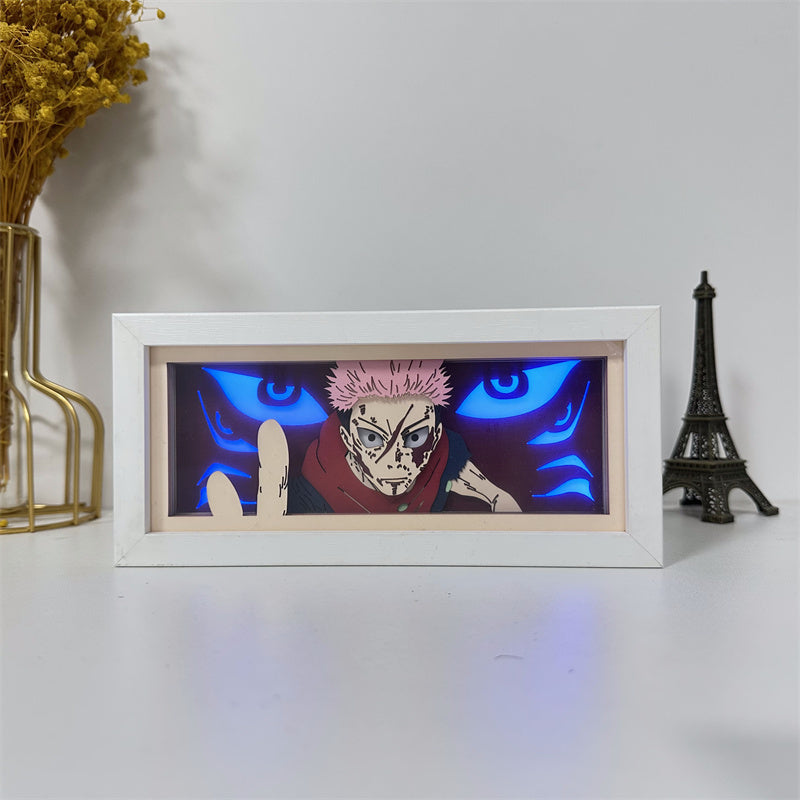 Anime theme RGB paper carving lamp, multi-color mode, remote control dimming
