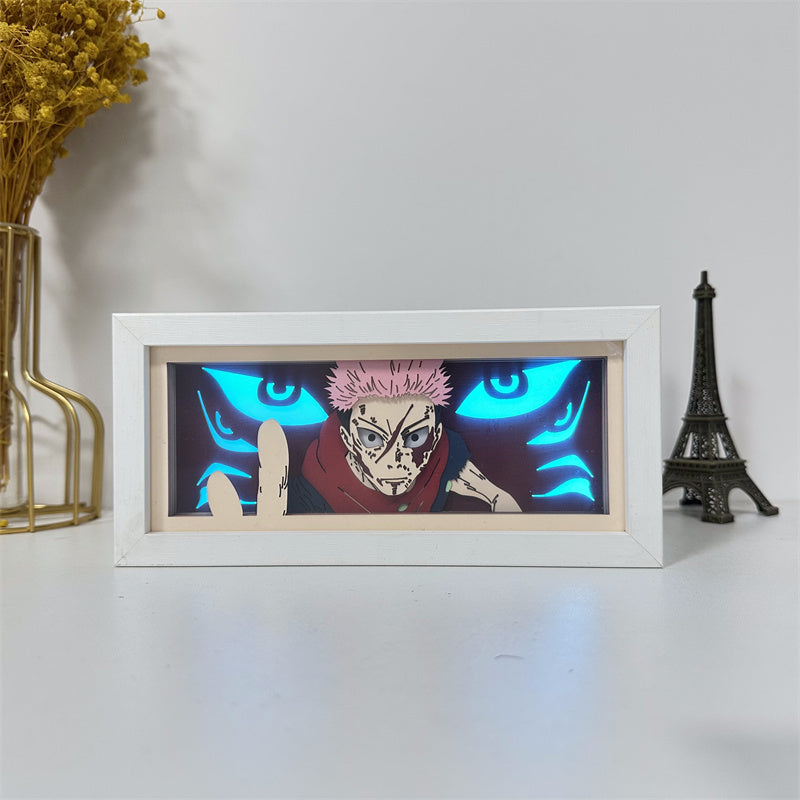 Anime theme RGB paper carving lamp, multi-color mode, remote control dimming