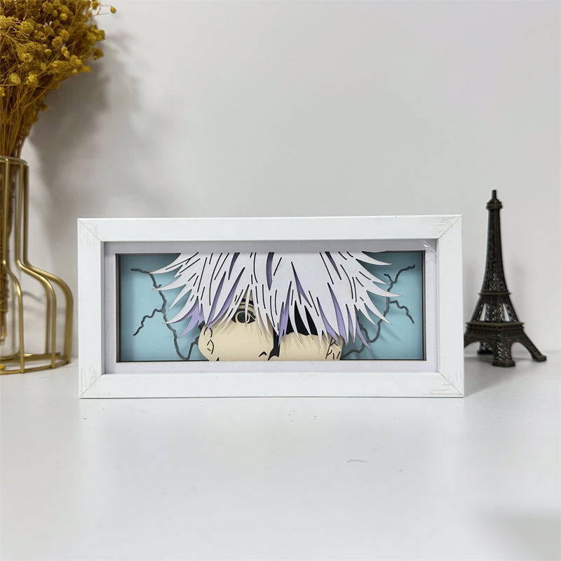 Anime theme RGB paper carving lamp, multi-color mode, remote control dimming