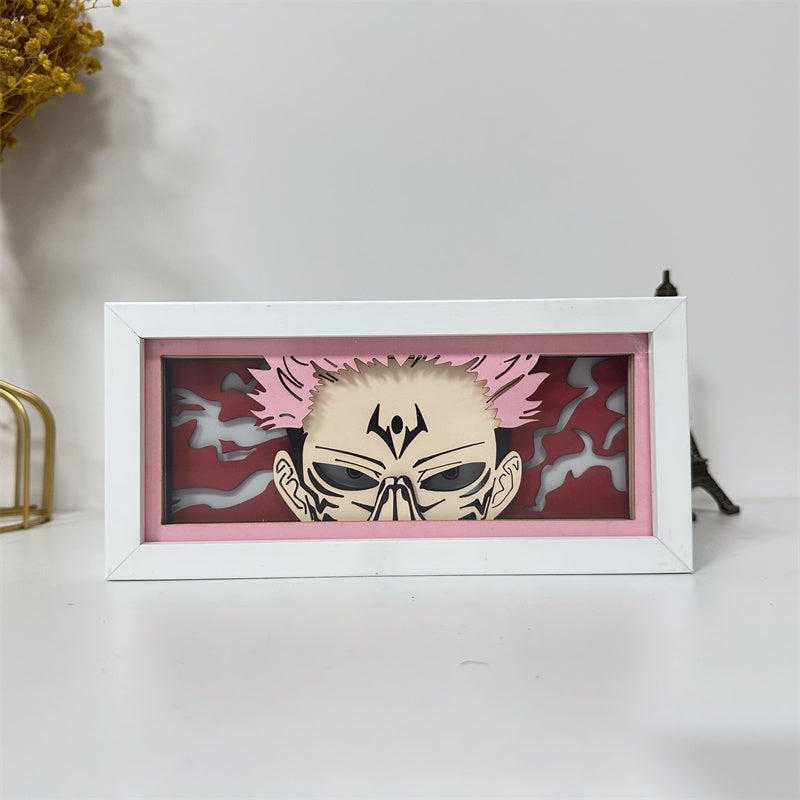 Anime theme RGB paper carving lamp, multi-color mode, remote control dimming