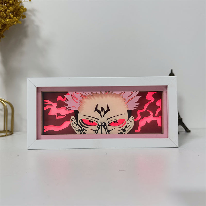 Anime theme RGB paper carving lamp, multi-color mode, remote control dimming