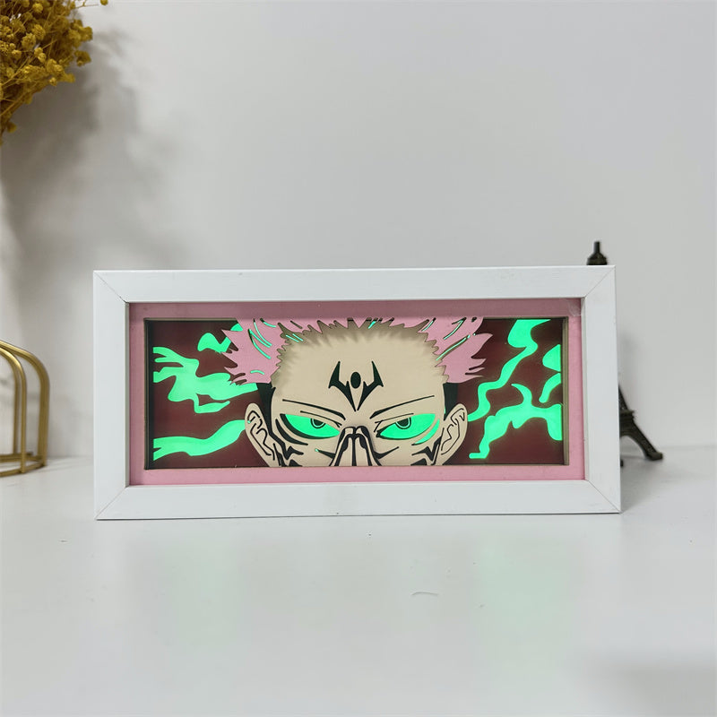 Anime theme RGB paper carving lamp, multi-color mode, remote control dimming
