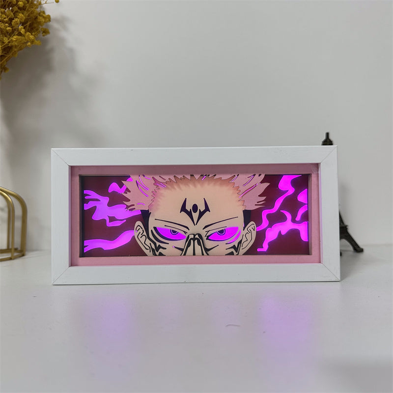 Anime theme RGB paper carving lamp, multi-color mode, remote control dimming